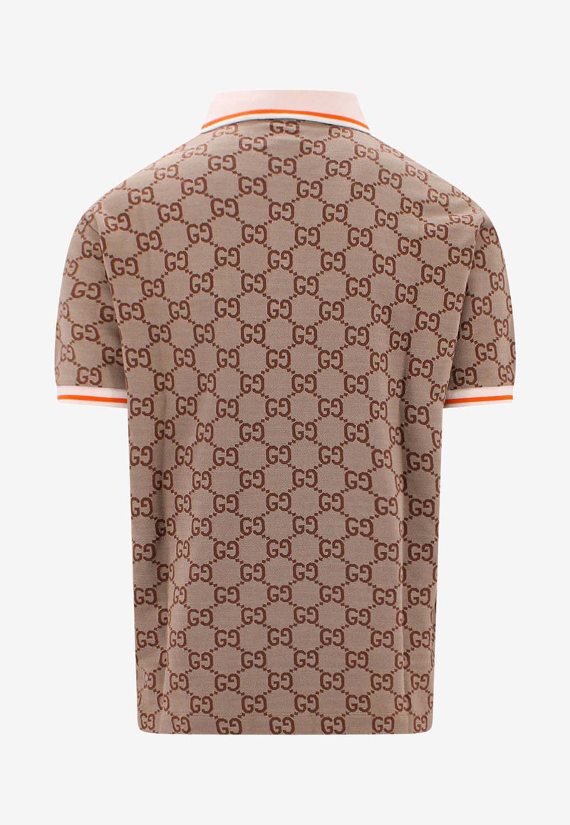 Gucci GG Logo Silk Polo T-shirt Beige 742384XJFGU_2270