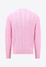 Polo Ralph Lauren Logo Embroidered Cable Knit Sweater Pink 710775885_027