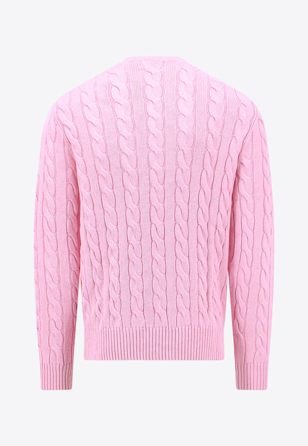 Polo Ralph Lauren Logo Embroidered Cable Knit Sweater Pink 710775885_027