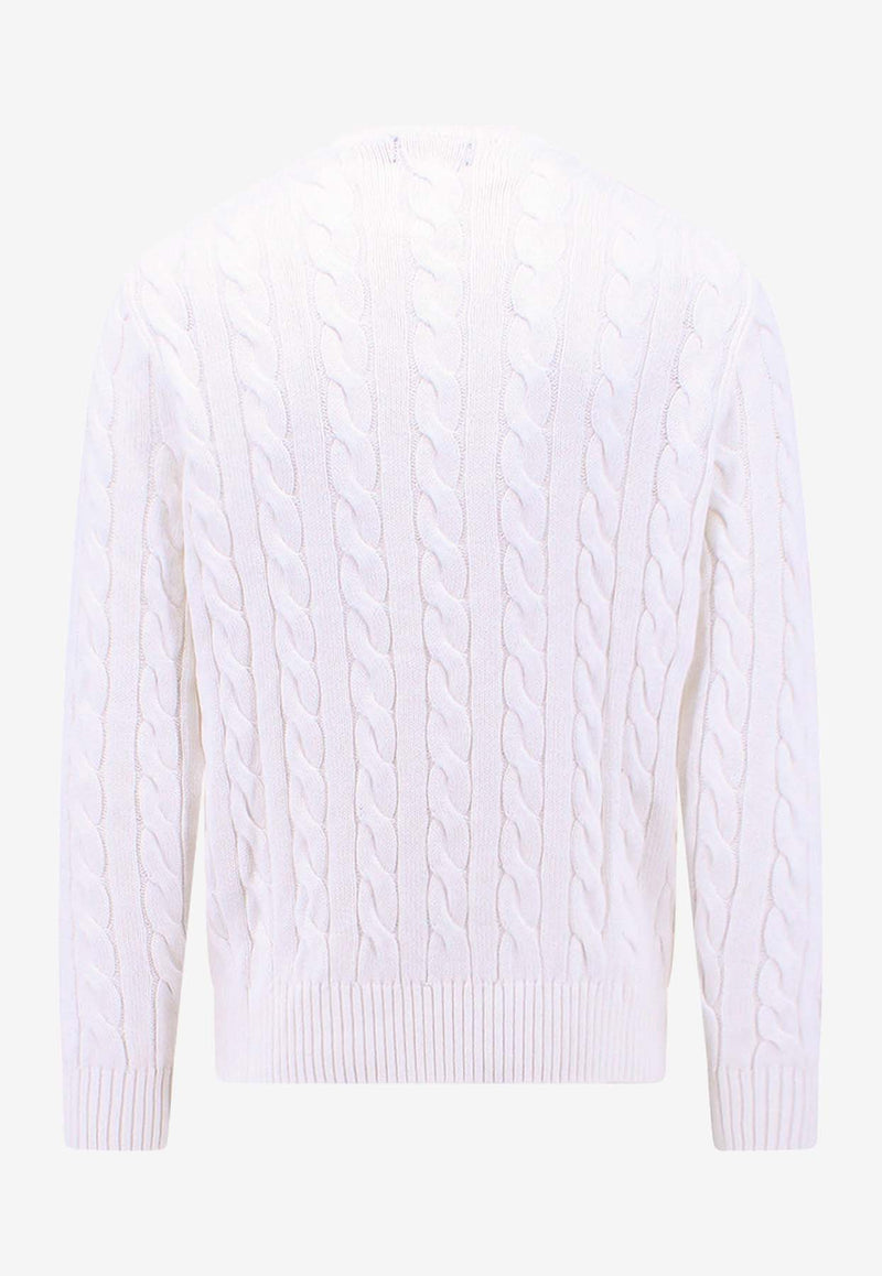 Polo Ralph Lauren Logo-Embroidered Cable Knit Sweater White 710775885_033
