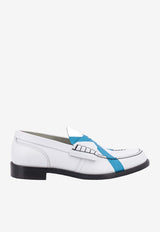 College Iconic Print Leather Loafers White CML1380H_WHITESALI