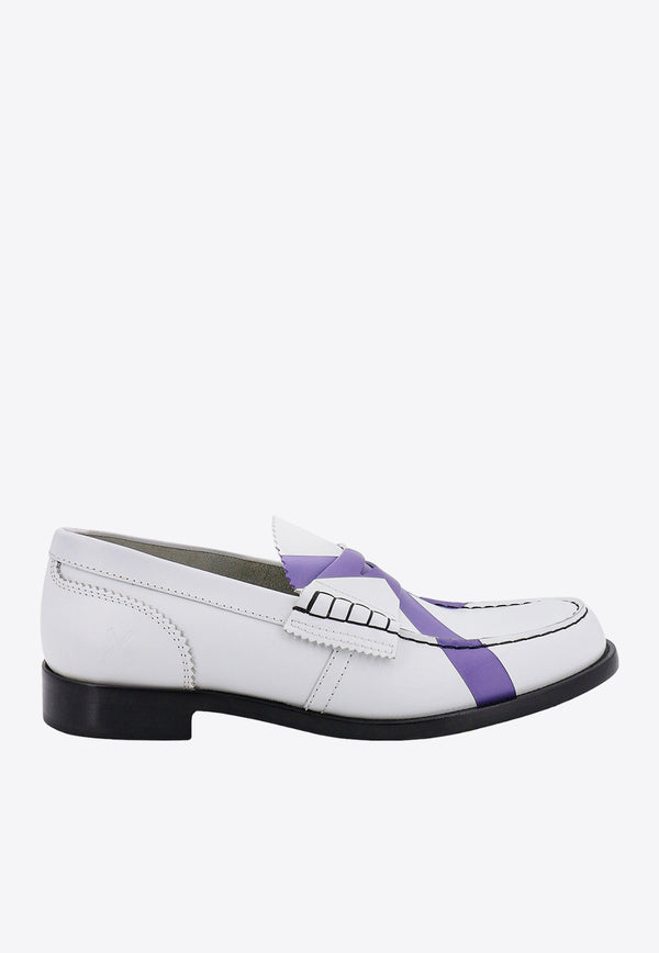 College Printed Leather Loafers White CML1380H_WHITEASTE