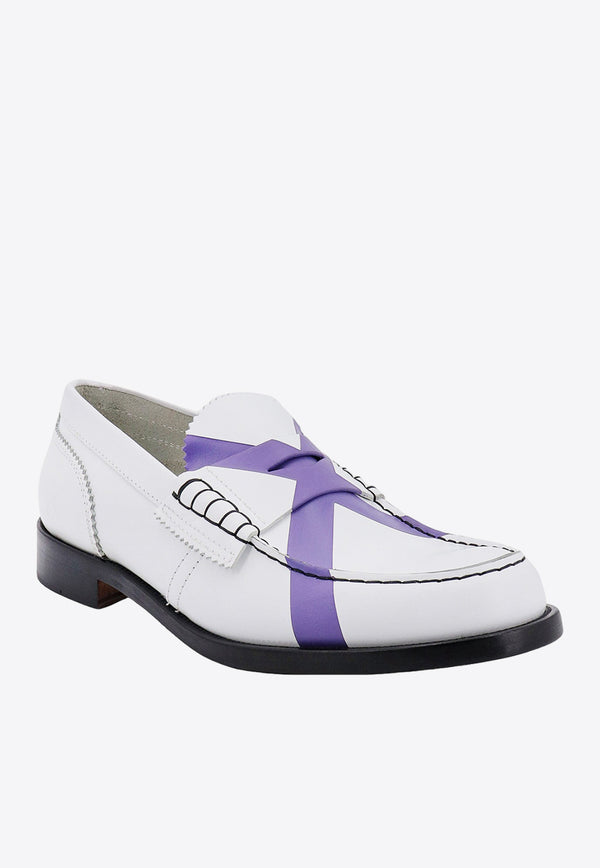 College Printed Leather Loafers White CML1380H_WHITEASTE