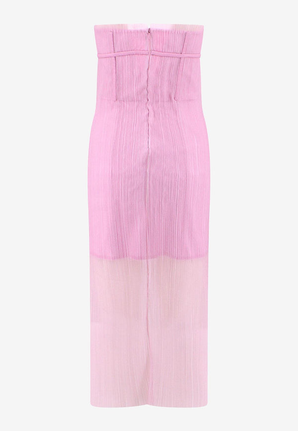 K Krizia Pleated Tulle Sleeveless Midi Dress Pink 23PK1D0A431148_WARMPINK