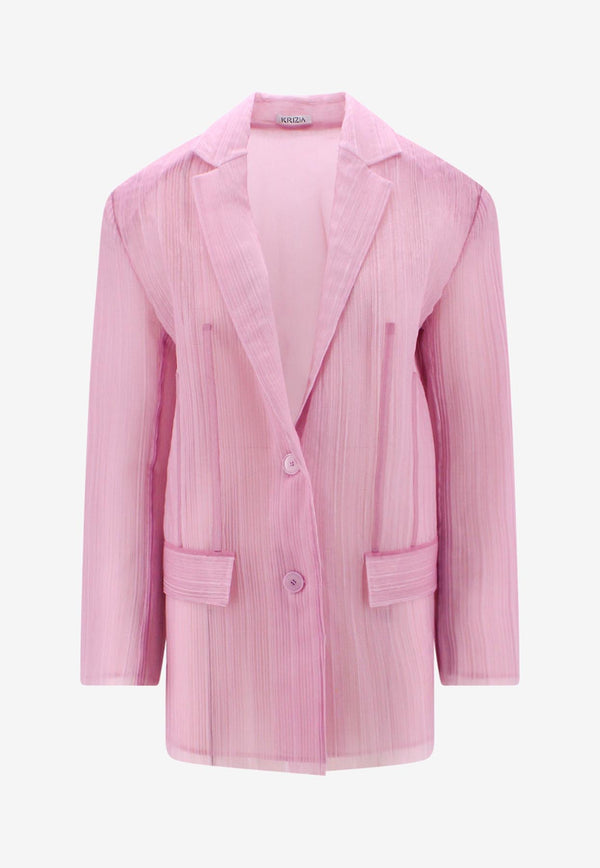 K Krizia Pleated Tulle Single-Breasted Blazer Pink 23PK1J00331148_WARMPINK