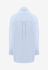 K Krizia Oversized Long-Sleeved Linen Shirt Light Blue 23PK1SH0231778_WHITE