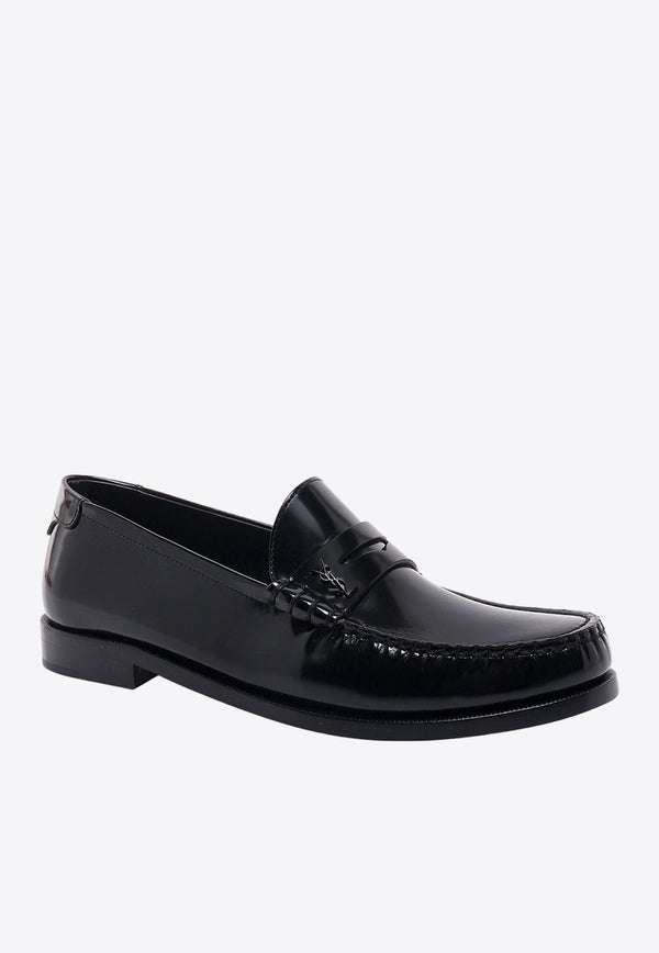 Saint Laurent Shiny Leather Penny Loafers Black 670231AAA7R_1000