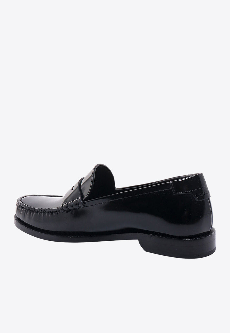 Saint Laurent Shiny Leather Penny Loafers Black 670231AAA7R_1000