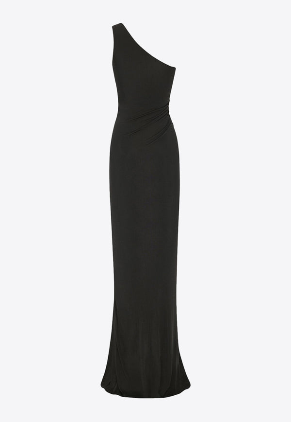 Saint Laurent One-Shoulder Ruched Gown Black 733150Y7F98_1000