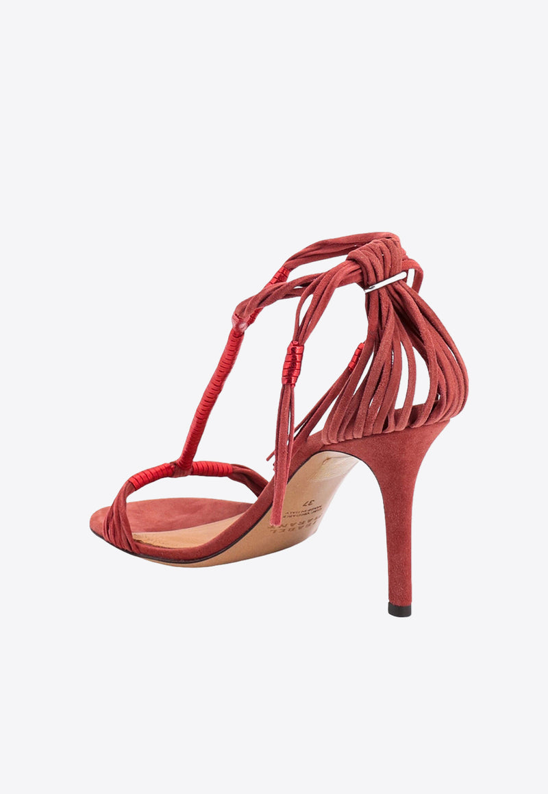 Isabel Marant Anssi 85 Suede Sandals Red SD0070FAA2B03S_70RD