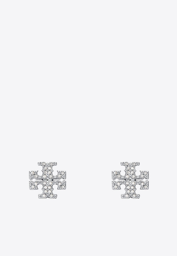 Tory Burch Crystal Logo Stud Earrings Silver 53423_042