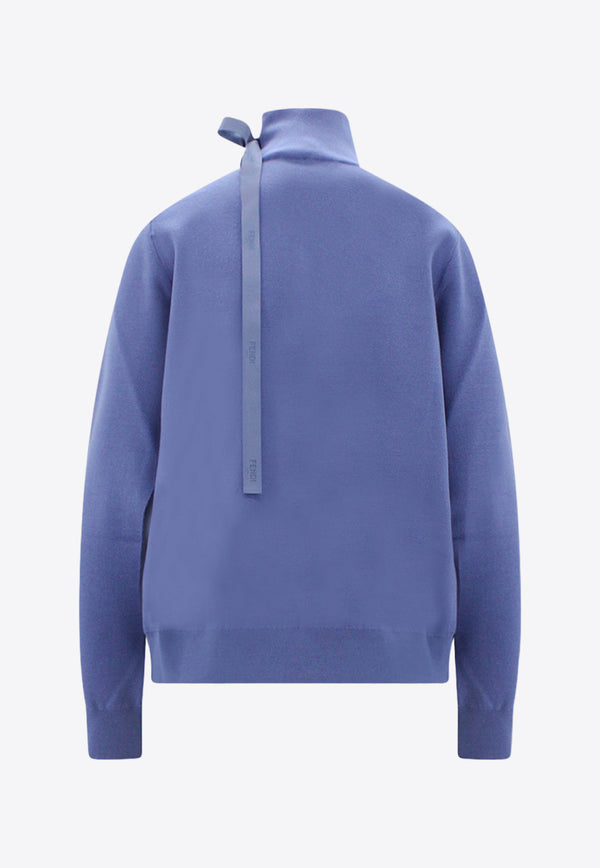 Fendi High-Neck Wool Sweater with Strap Light Blue FZX972ANJK_F1KE5
