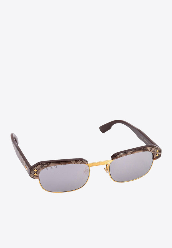Gucci Marble-Effect Rectangular Sunglasses 746938J0740_2381