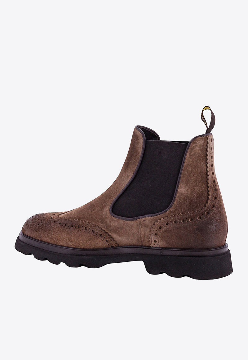 Doucal's Brogue-Detailed Suede Ankle Boots Brown DU3110TYLEUF011_TM08