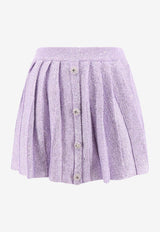 Self-Portrait Sequined Pleated Mini Skirt Purple PF23112SKL_PURPLE