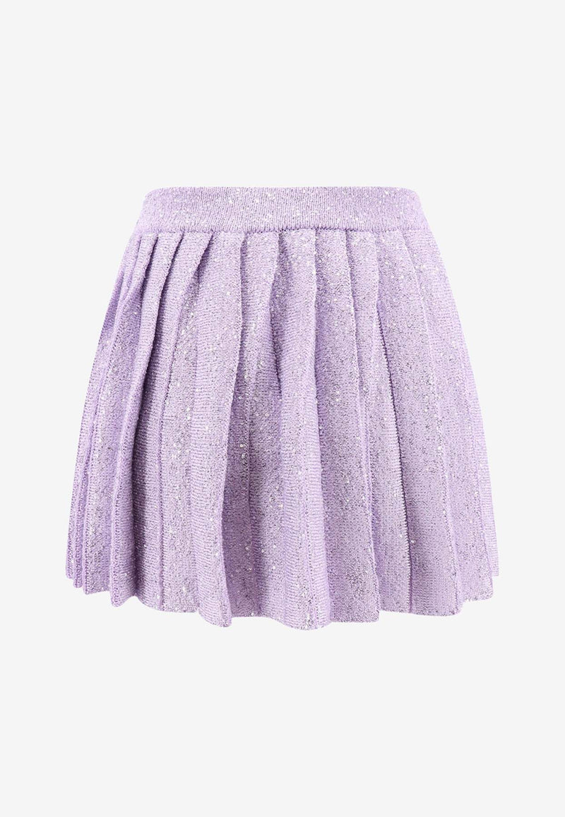 Self-Portrait Sequined Pleated Mini Skirt Purple PF23112SKL_PURPLE