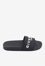 Givenchy Raised Logo Rubber Slides Black BH301TH1H4_001