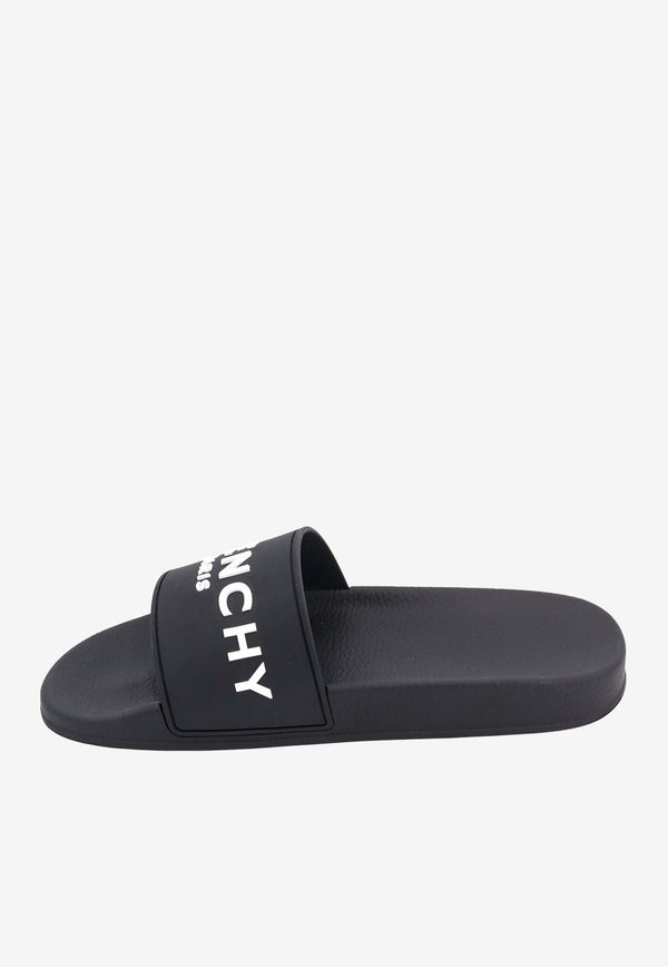 Givenchy Raised Logo Rubber Slides Black BH301TH1H4_001