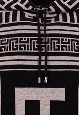 Balmain Maxi Monogram Hooded Sweatshirt in Wool and Linen BH1JR072KE82_GFE