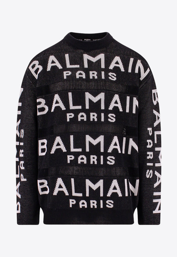 Balmain All-Over Logo Jacquard Sweater BH1KE010KE07_EAB