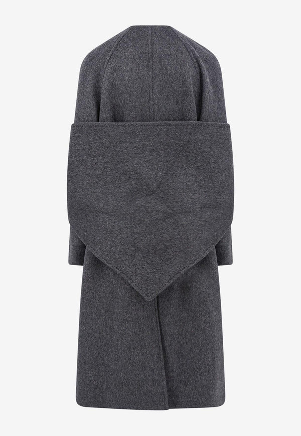 LE17SEPTEMBRE Single-Breasted Wool Coat with Removable Scarf Gray LS2331CT006EGR_GRAY