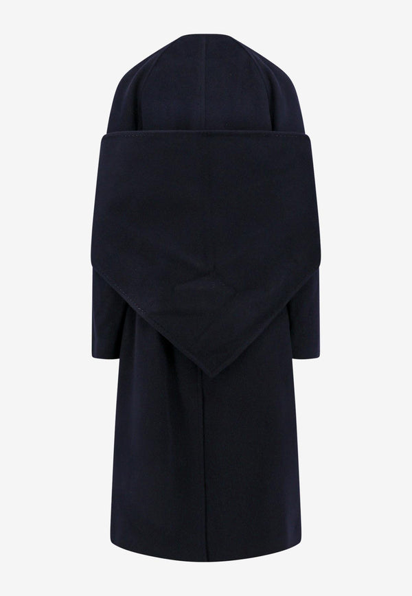 LE17SEPTEMBRE Single-Breasted Wool Coat with Removable Scarf Blue LS2331CT006ENA_NAVY