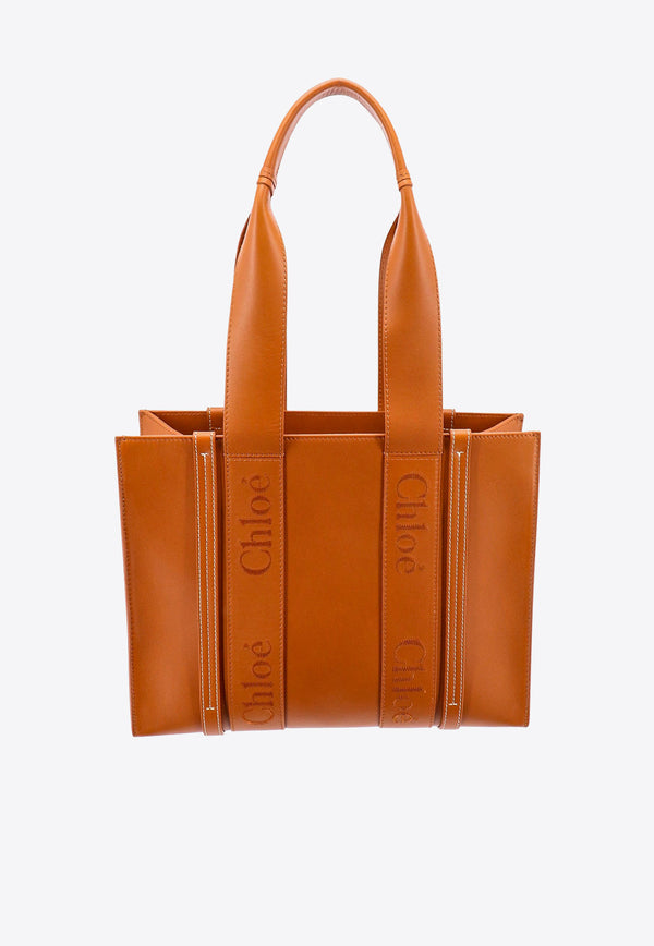 Chloé Medium Woody Leather Tote Bag Brown C23US383I60_247