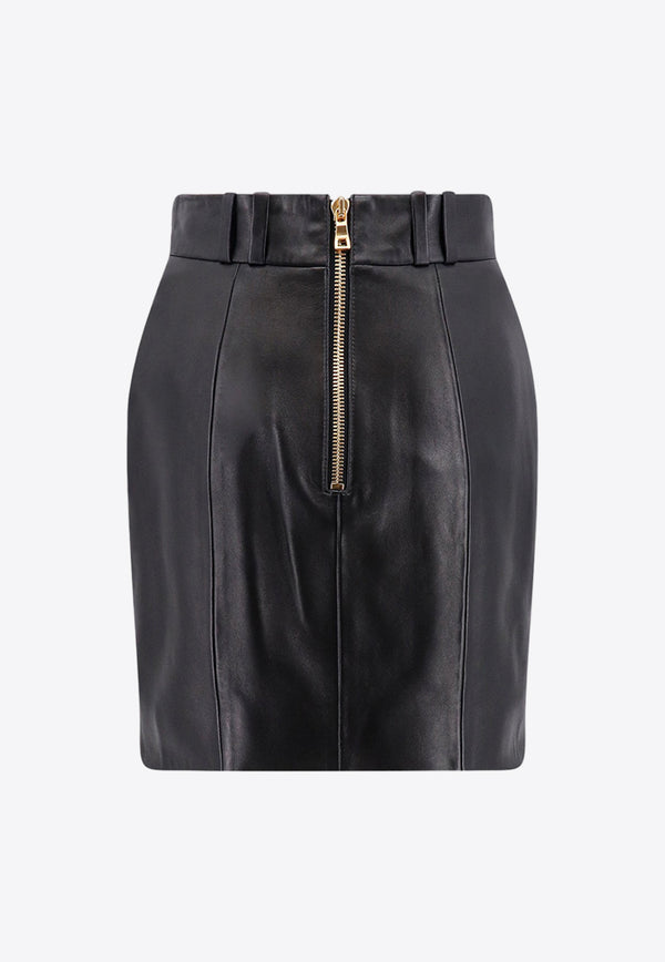 Balmain Buttoned Leather Mini Skirt BF1LB895LB24_0PA