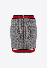 Balmain Monogram Jacquard Knit Mini Skirt Multicolor BF1LB292KE89_EJC