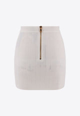 Balmain Button-Embellished Mini Knit Skirt White BF1LB290KB07_0FA