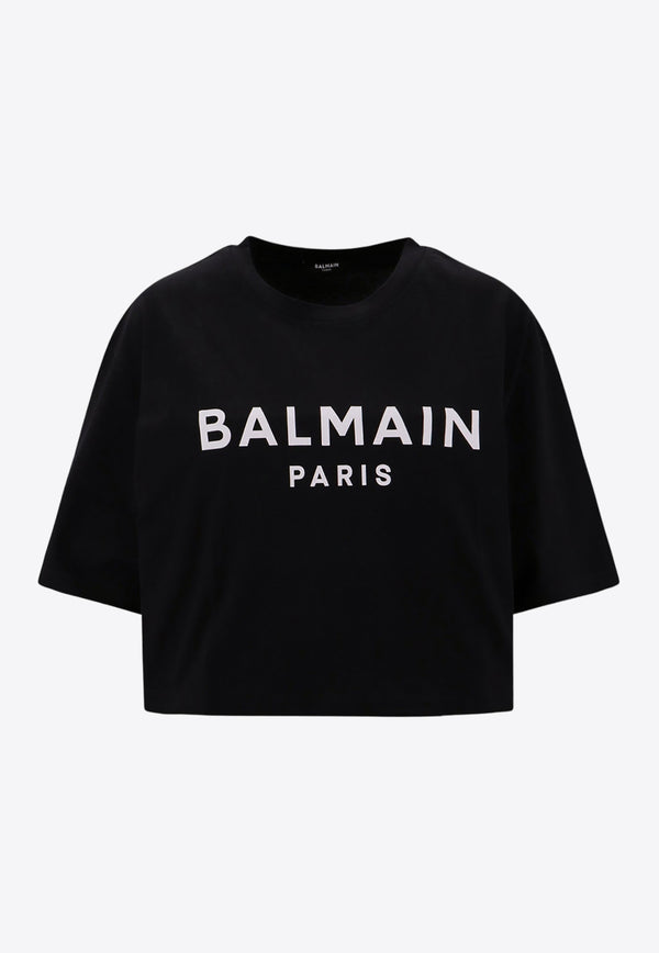 Balmain Logo-Printed Cropped T-shirt BF1EE020BB02_EAB