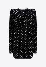 Balmain Polka Dots Mini Velvet Dress Black BF0R9081VD93_EAC