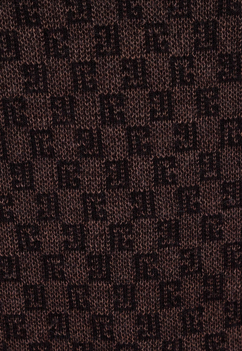 Balmain Monogram Wool Polo T-shirt Brown BH0GB020KF25_WFP