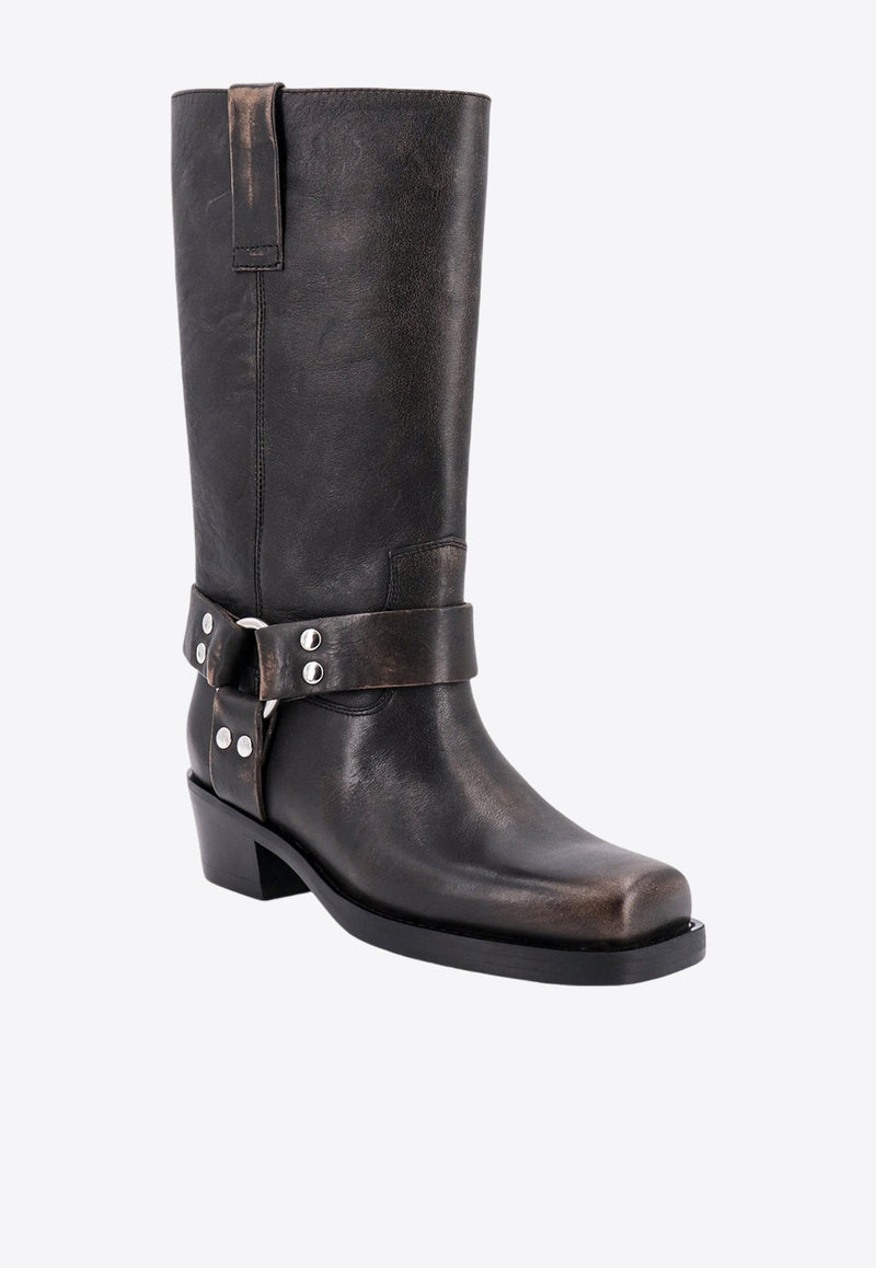 Paris Texas Roxy Mid-Calf Leather Boots Black PX662XLTHB_BLACK