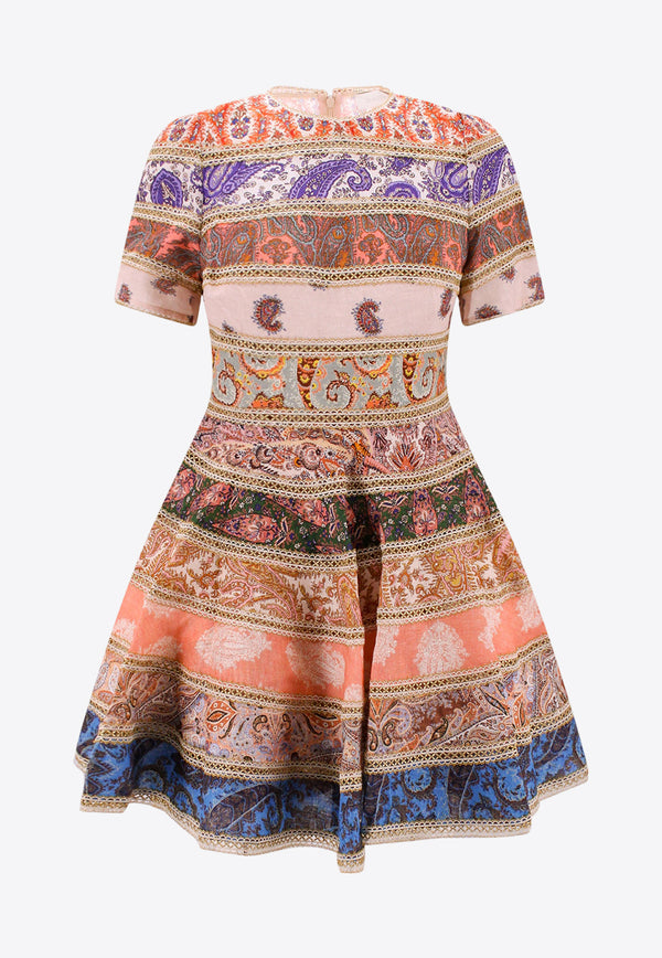 Zimmermann Devi Spliced Printed Mini Dress Multicolor 6768DSS231_SPLI