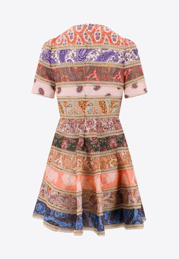 Zimmermann Devi Spliced Printed Mini Dress Multicolor 6768DSS231_SPLI
