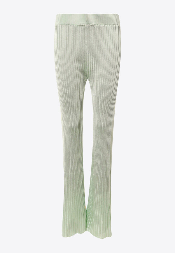 Jil Sander Rib-Knit Flared Pants Green J02KA0187J18287_334