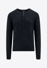 Dolce & Gabbana Logo Patch Wool-Blend Sweater Black GXC60TJAM8M_N0000
