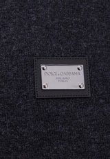 Logo Plate Zip-Up Wool Jersey Jacket