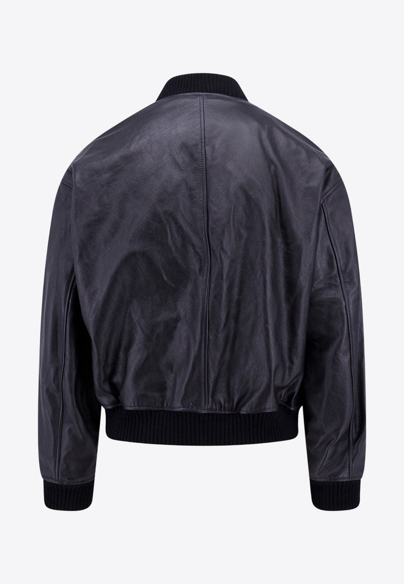 Dolce & Gabbana Zip-Up Leather Bomber Jacket Black G9AKKLHULPC_N0000
