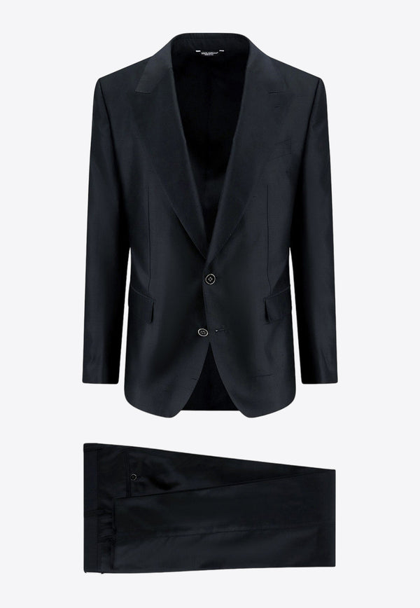 Dolce & Gabbana Single-Breasted Shantung Silk Suit Black GKLOMTFU1L5_N0000
