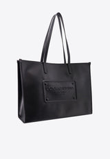 Dolce & Gabbana Logo Embossed Leather Tote Bag Black BM2274AG218_80999-IH