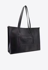 Dolce & Gabbana Logo Embossed Leather Tote Bag Black BM2274AG218_80999