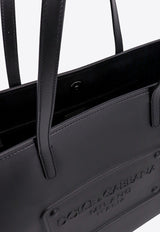 Dolce & Gabbana Logo Embossed Leather Tote Bag Black BM2274AG218_80999-IH