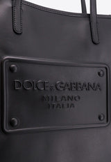 Dolce & Gabbana Logo Embossed Leather Tote Bag Black BM2274AG218_80999-IH