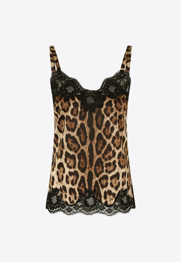 Dolce & Gabbana Leopard Print Silk Cami Top Brown O7A00TONO21_HY13M