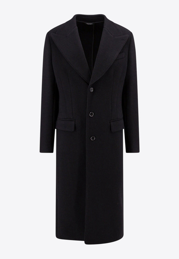 Dolce & Gabbana Single-Breasted Wool Blend Coat Black G040VTHU7QV_N0000