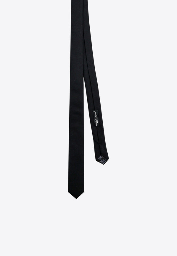 Dolce & Gabbana Pointed Tip Silk Tie Black GT142EG3UBG_N0000