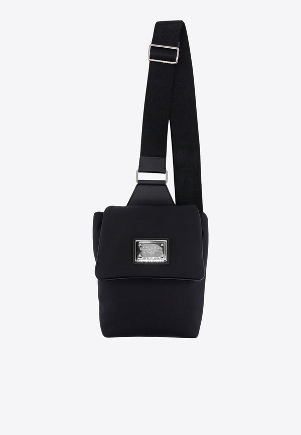 Dolce & Gabbana Logo Plate Nylon Belt Bag Black BM2278AP549_8B956