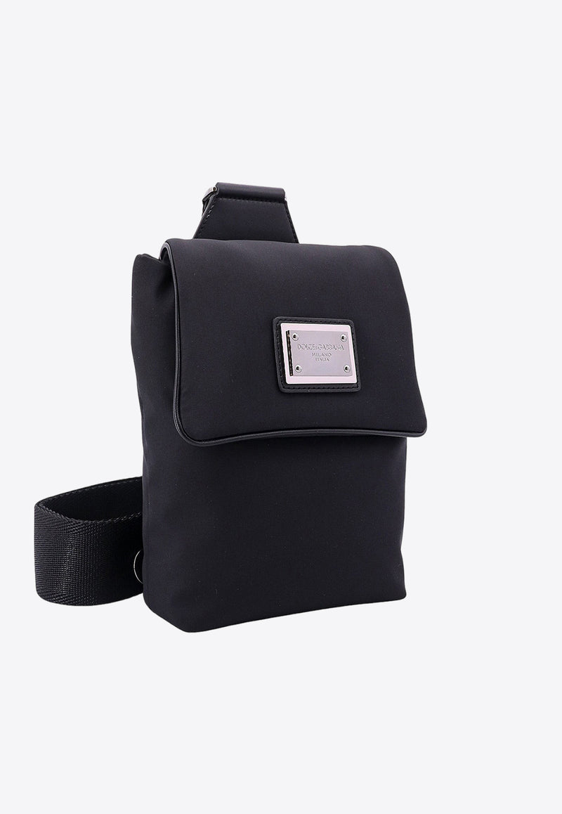 Dolce & Gabbana Logo Plate Nylon Belt Bag Black BM2278AP549_8B956